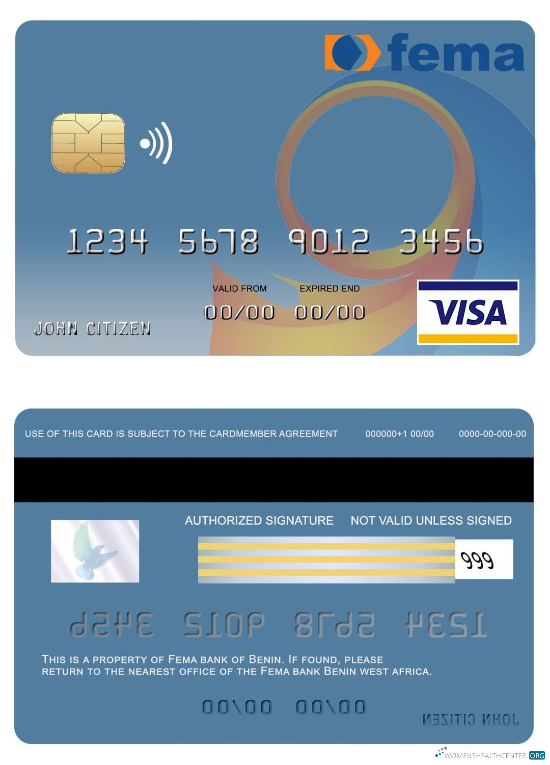 Download Benin Fema bank visa card Photoshop template